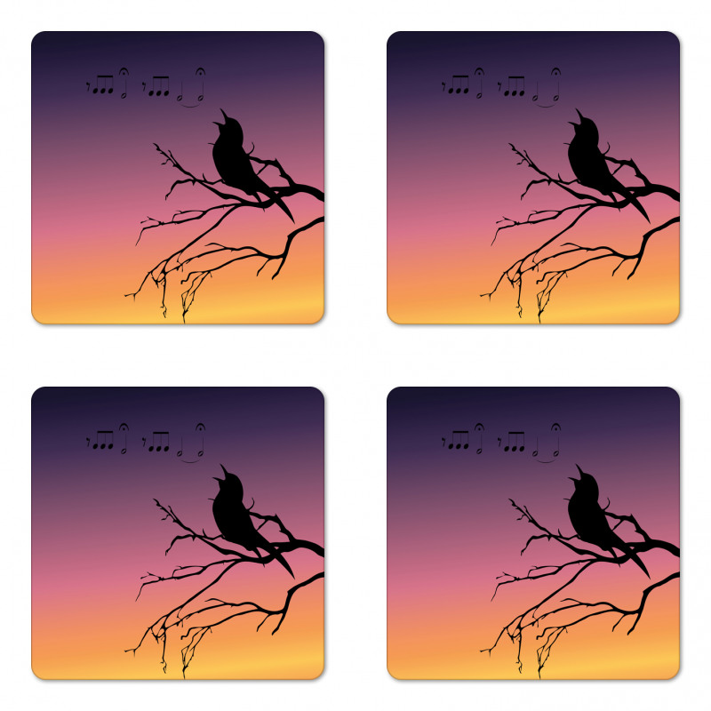 Gradient Sunrise Bird Coaster Set Of Four