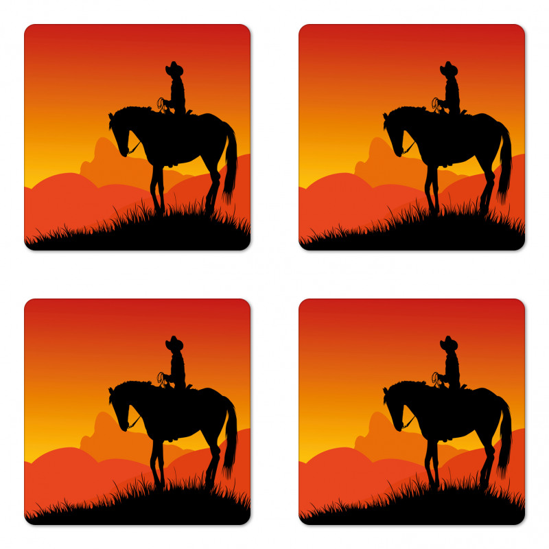 Lonely Cowboy Horseback Coaster Set Of Four