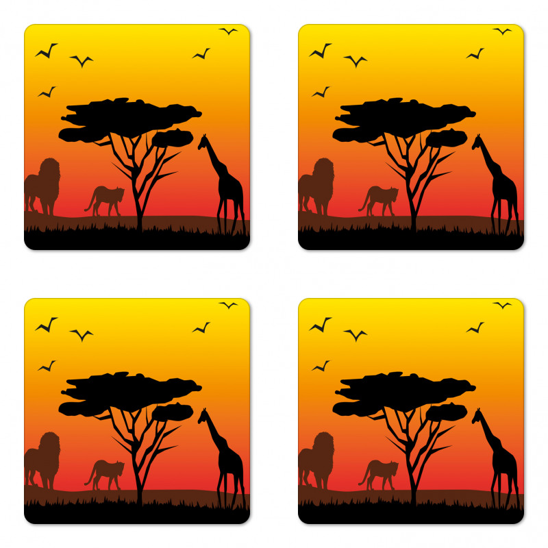 Savannah Animals Sunset Coaster Set Of Four