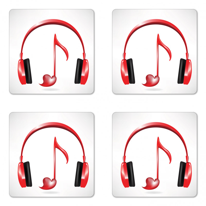 Love Sound Headphones Coaster Set Of Four