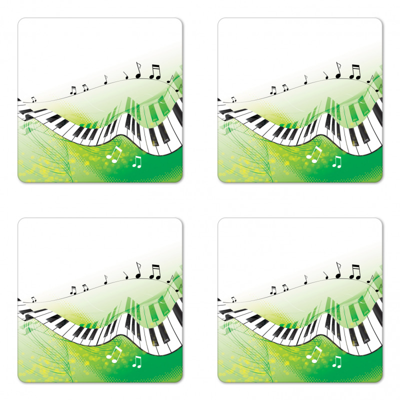 Piano Keys Green Curvy Coaster Set Of Four