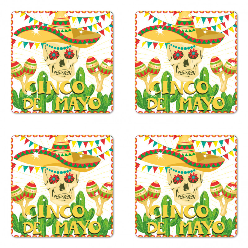 Skull Maracas Coaster Set Of Four