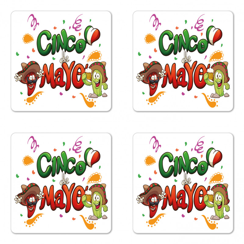 Mexican Cartoon Coaster Set Of Four