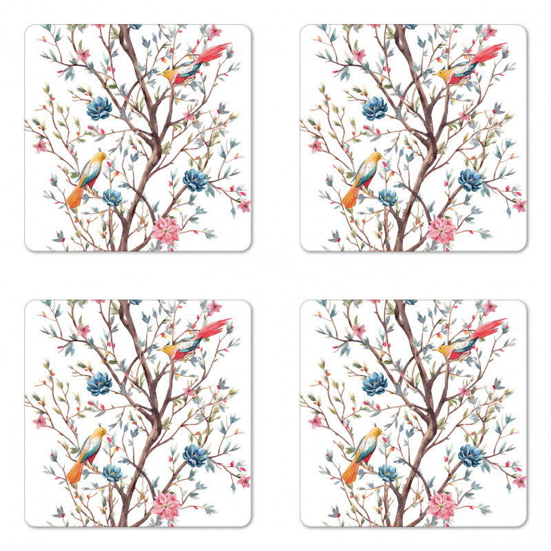 Tree with Birds Coaster Set Of Four