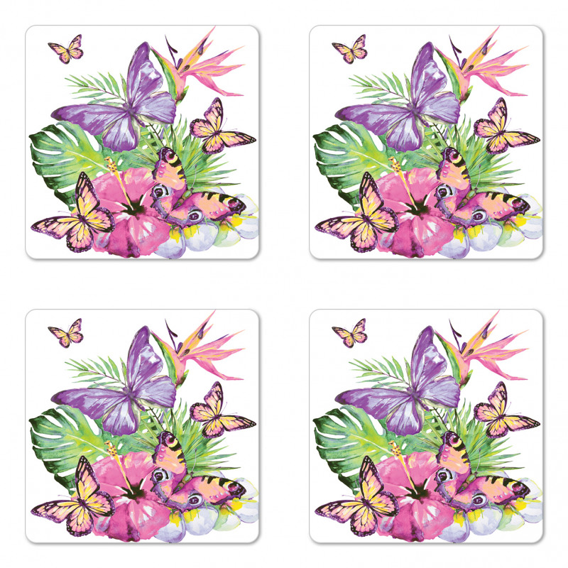 Tropic Butterflies Coaster Set Of Four