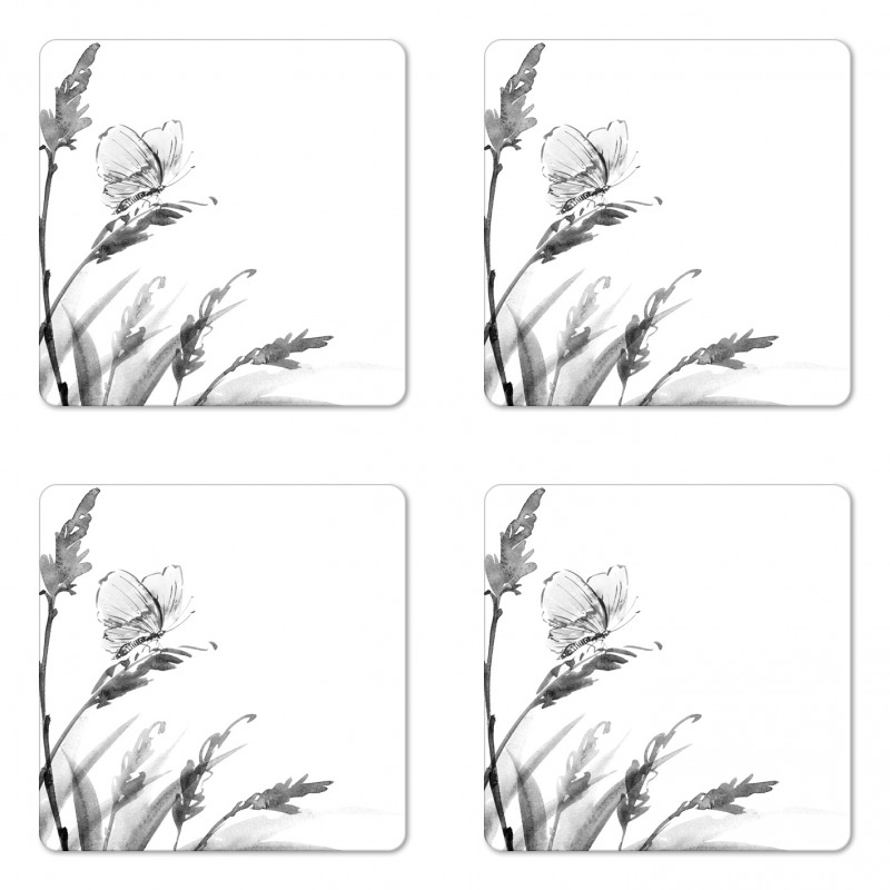 Butterfly on Plant Coaster Set Of Four