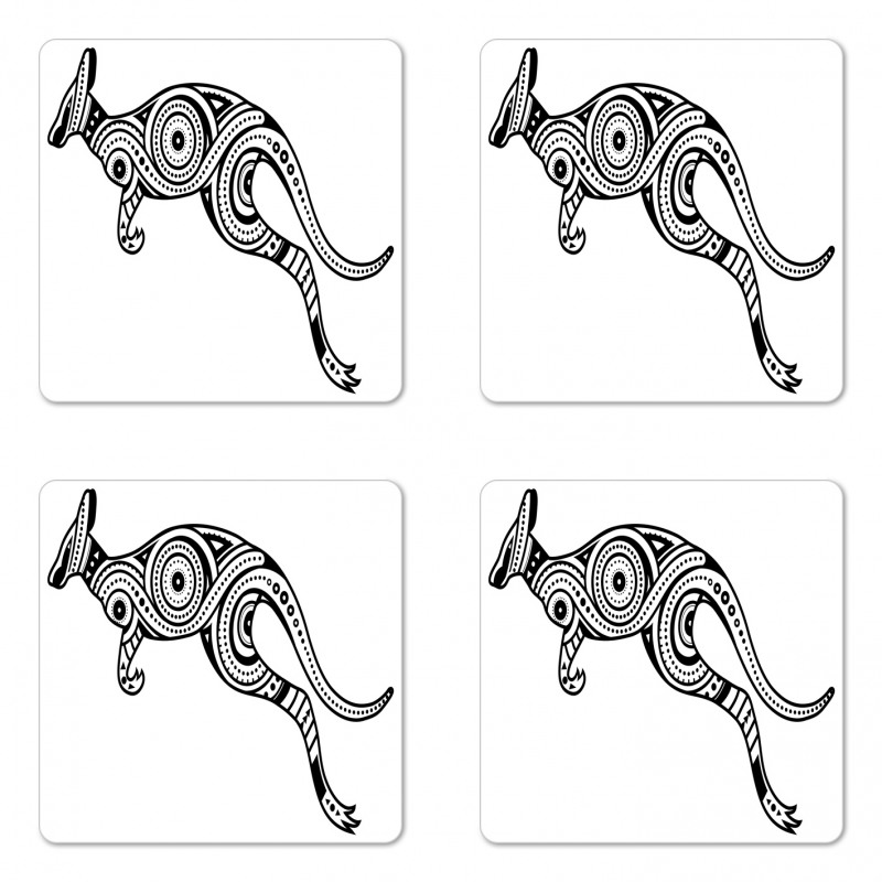 Abstract Ornate Kangaroo Coaster Set Of Four