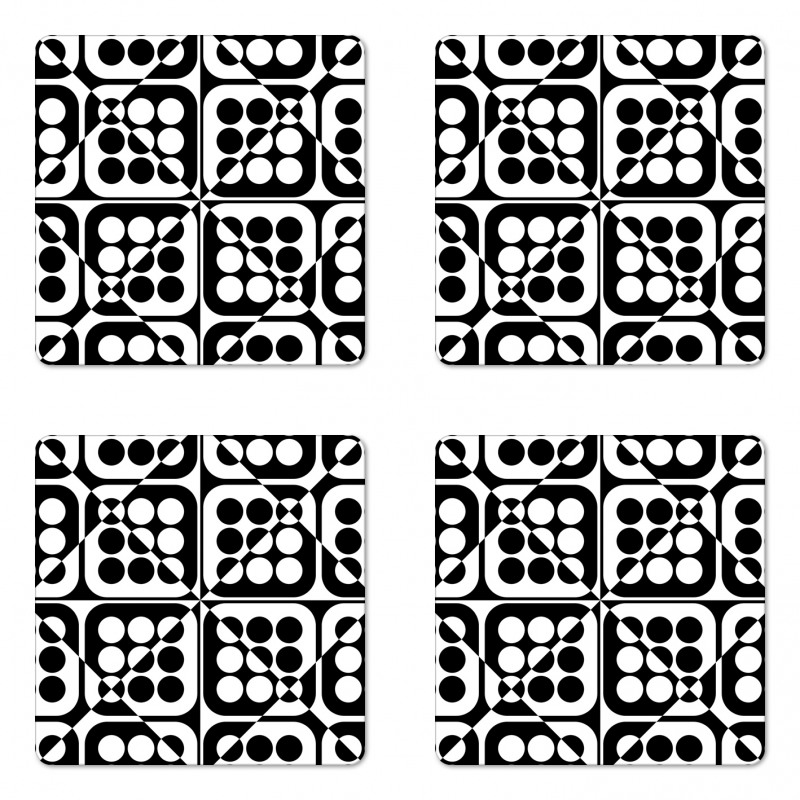 Monotone Squares and Dots Coaster Set Of Four