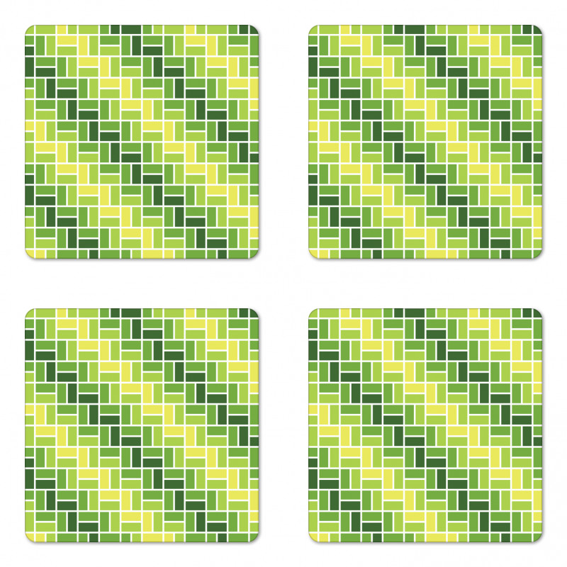 Diagonal Greenish Geometry Coaster Set Of Four