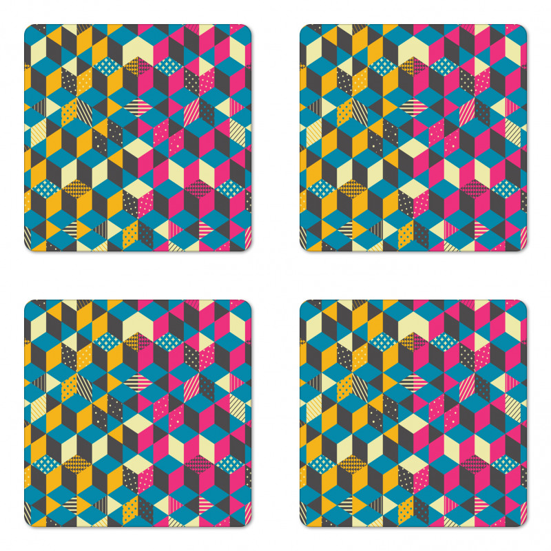 Modern Colorful Blocks Coaster Set Of Four