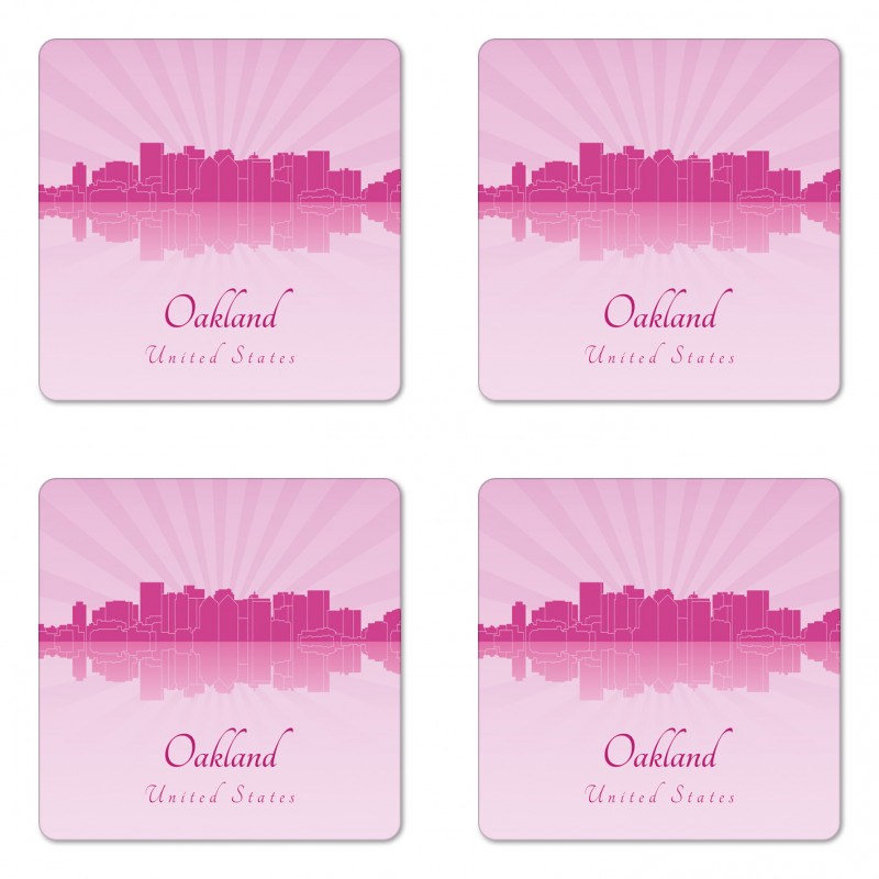 Calligraphic City Skyline Coaster Set Of Four