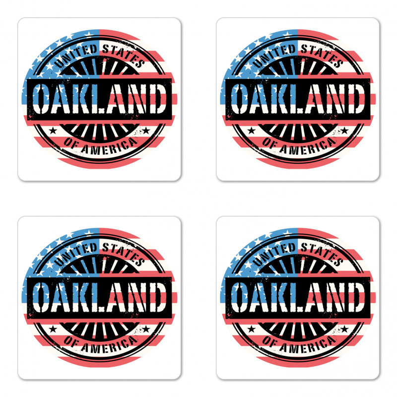 Grunge Style American Text Coaster Set Of Four