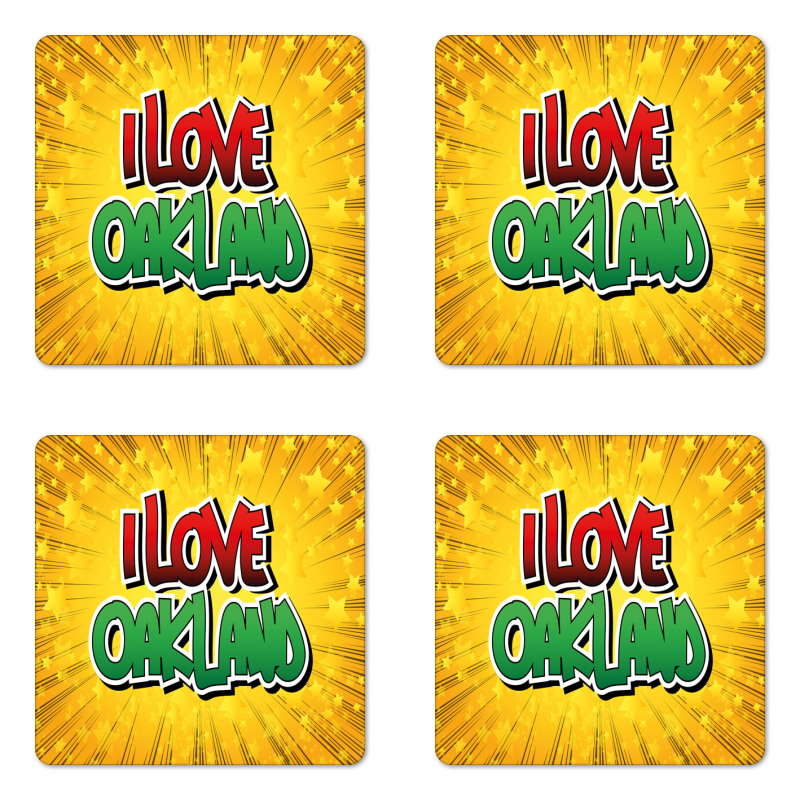 Typographic Pop Art Style Coaster Set Of Four