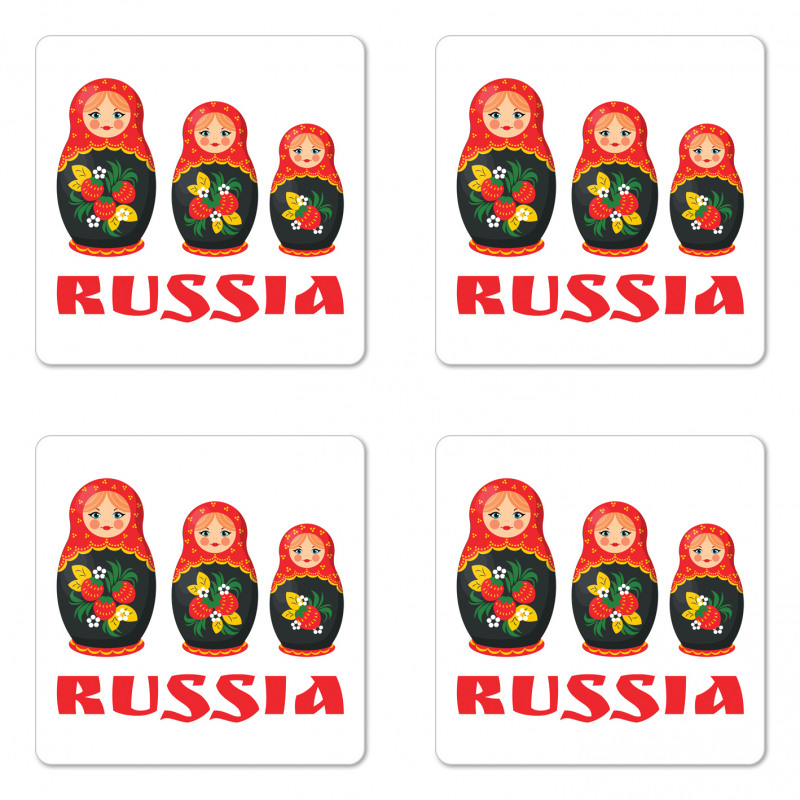 Nesting Matryoshka Dolls Coaster Set Of Four