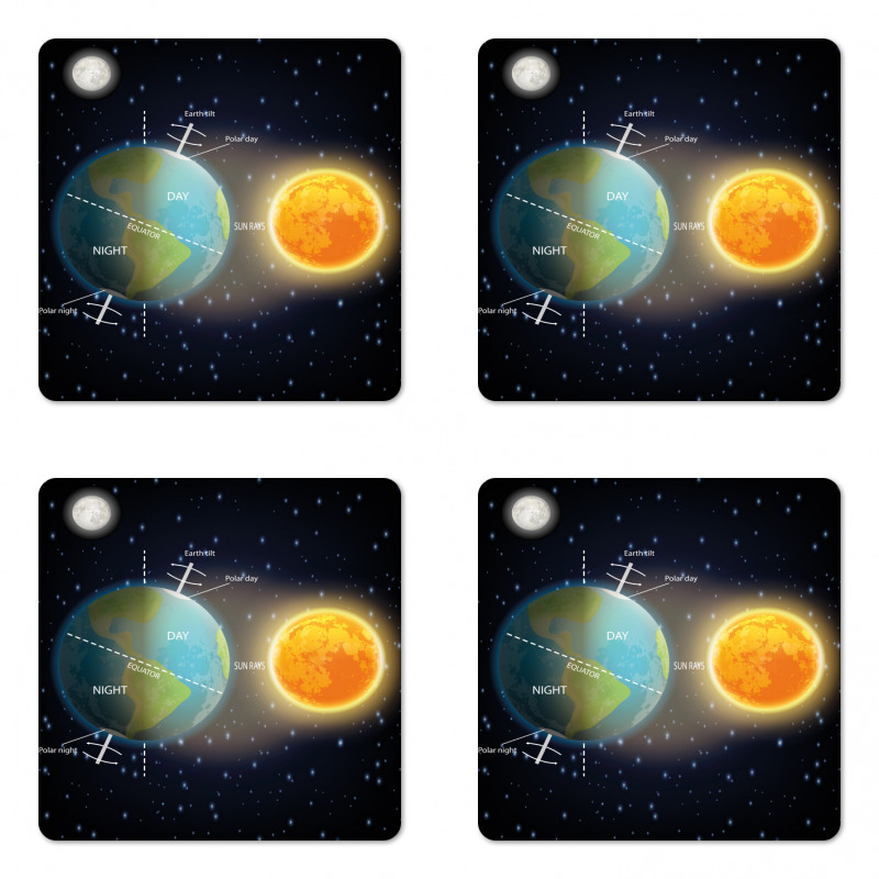 Day and Night Cycle Earth Coaster Set Of Four