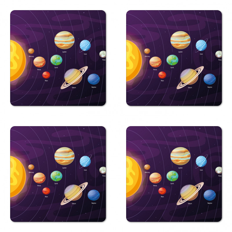 Planets Planetary Orbits Coaster Set Of Four