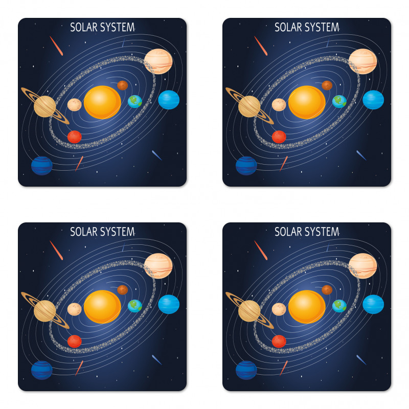 Celestial Cartoon Scheme Coaster Set Of Four