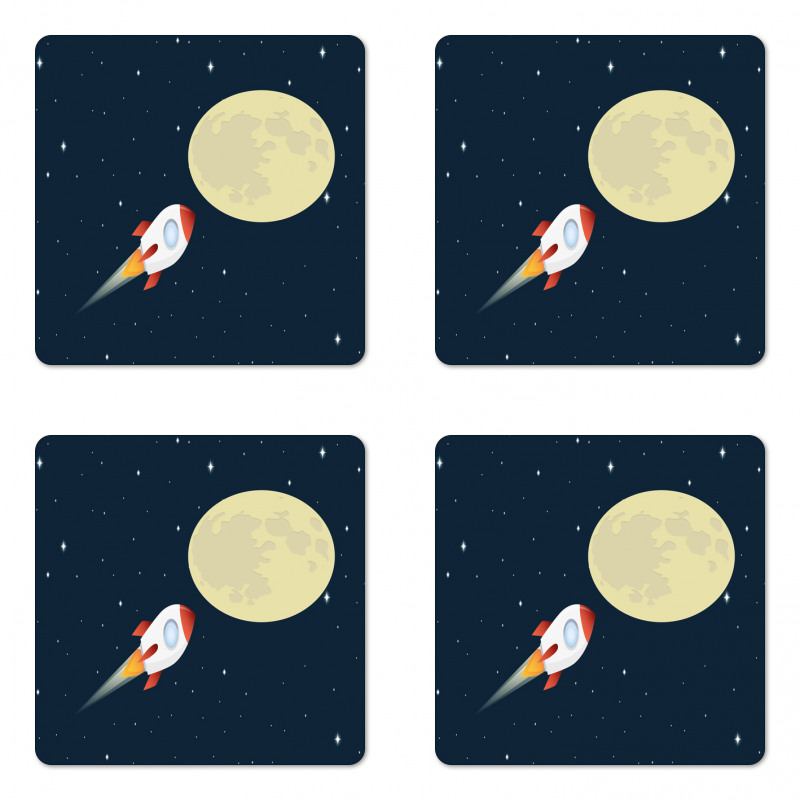 Flying Rocket and Moon Coaster Set Of Four