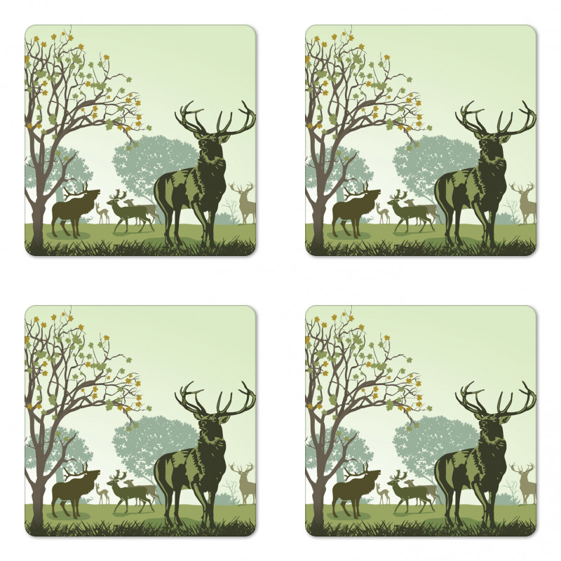 Deer and Nature Park Coaster Set Of Four