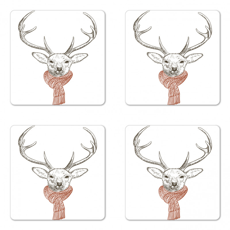 Deer with Scarf Winter Coaster Set Of Four