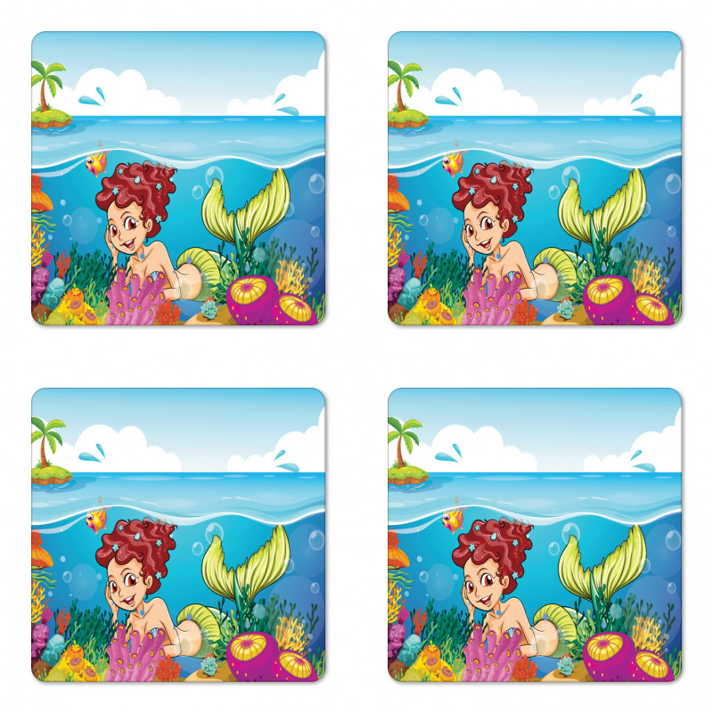 Palm Trees in Island Coaster Set Of Four