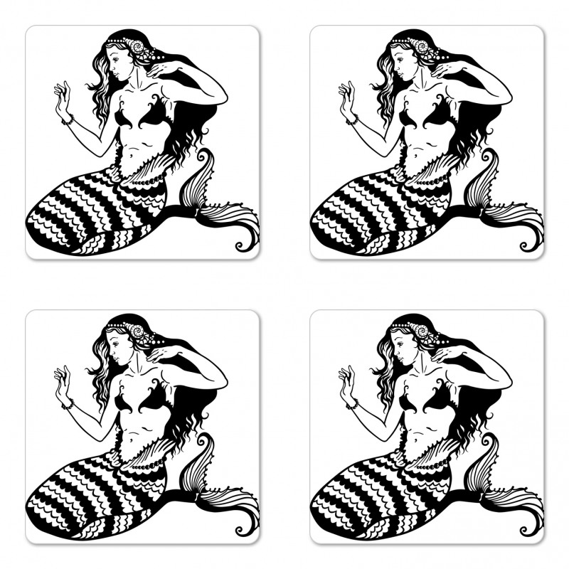 Fish Tailed Young Girl Coaster Set Of Four