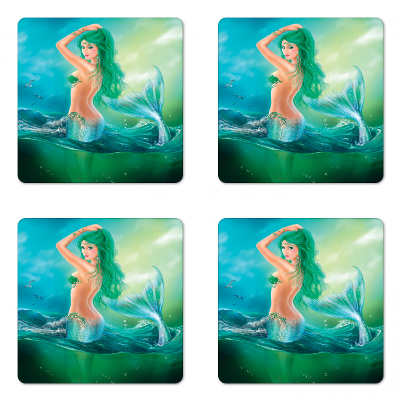 Mermaid Tail Waves Sea Coaster Set Of Four