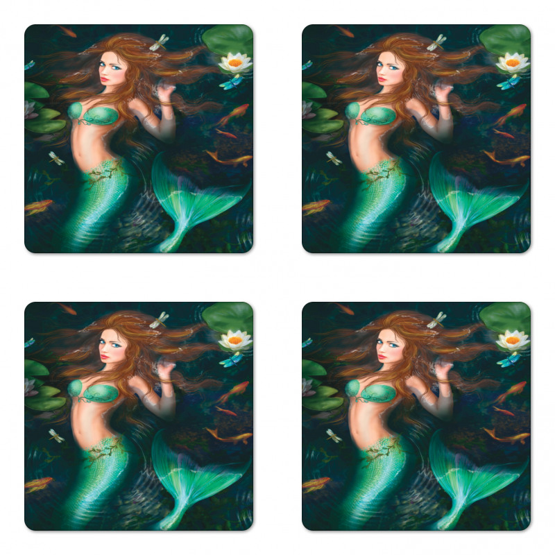 Mermaid Lake Lilies Coaster Set Of Four