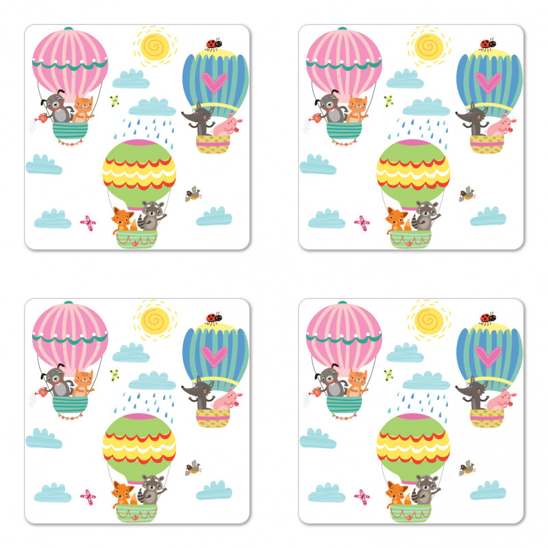 Animals Fly Nursery Coaster Set Of Four