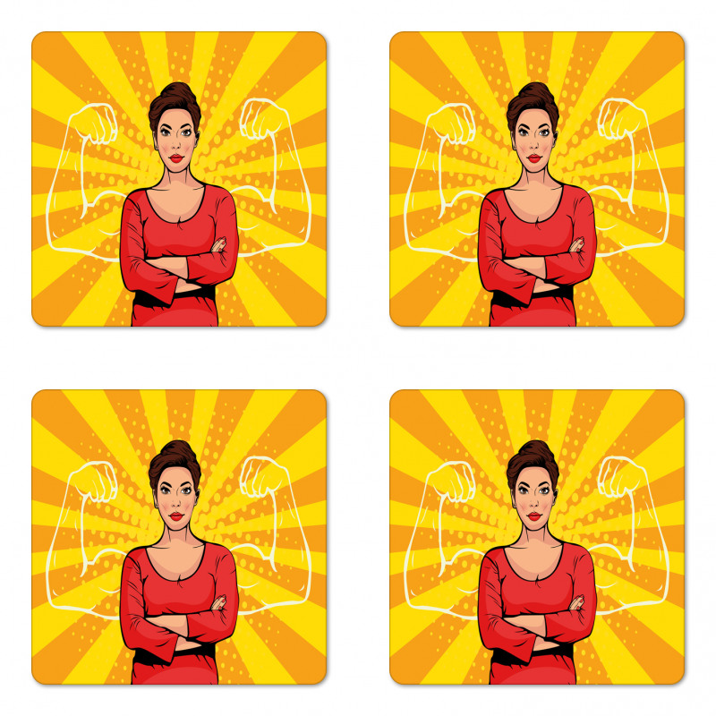 Strong Woman and Arms Coaster Set Of Four