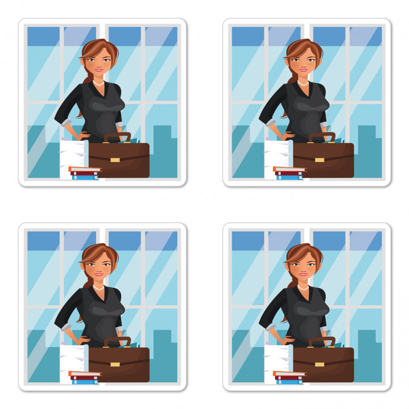 Businesswoman at Office Coaster Set Of Four