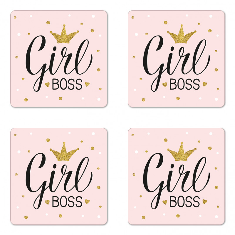 Dots Crown and Text Coaster Set Of Four