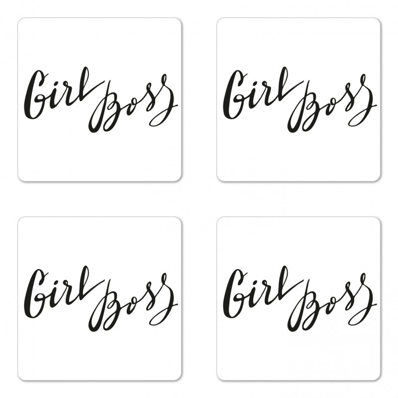 Monochrome Feminine Text Coaster Set Of Four