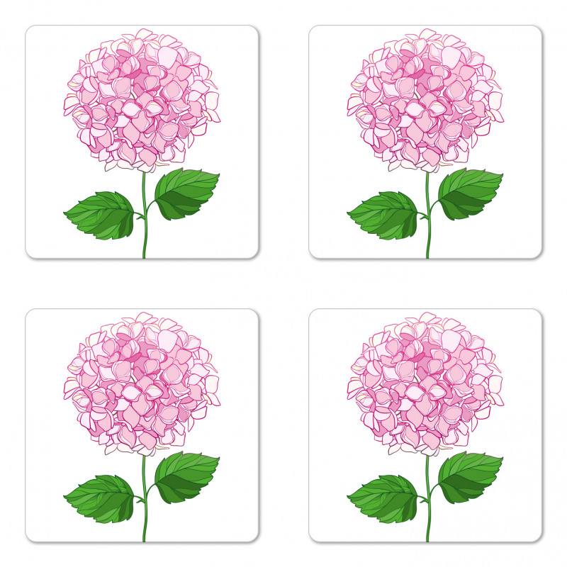 Hand Drawn Pink Petals Coaster Set Of Four