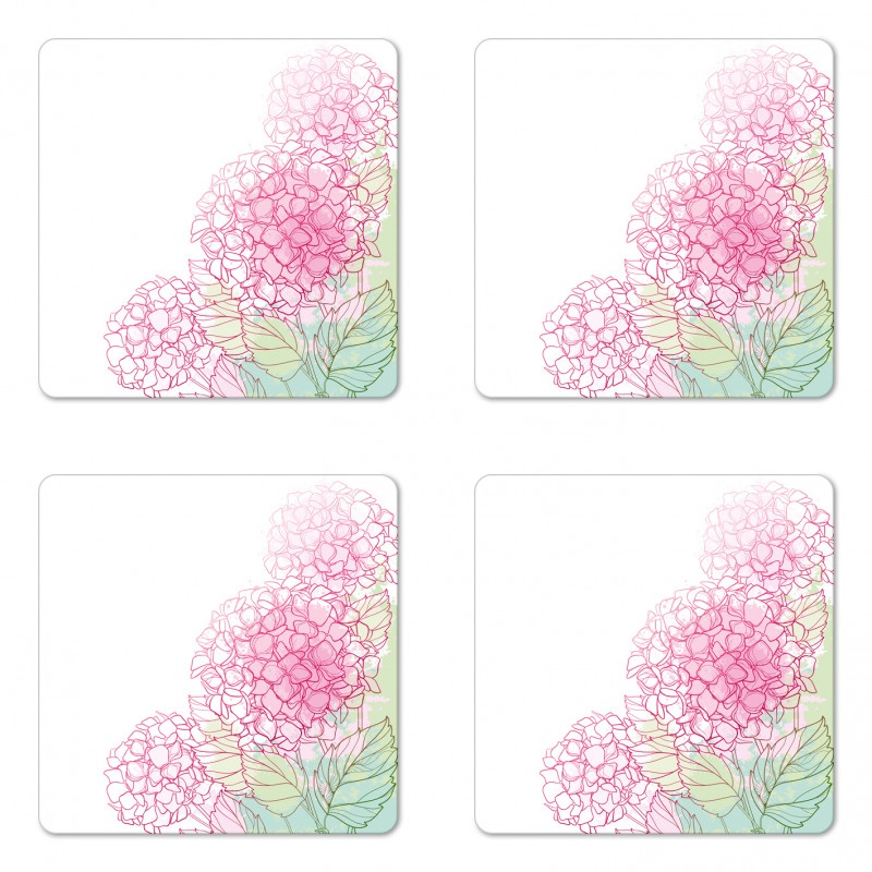 Grunge Paint Art Flowers Coaster Set Of Four