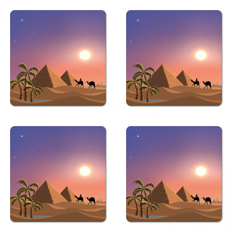 Caravan Camels Desert Scene Coaster Set Of Four