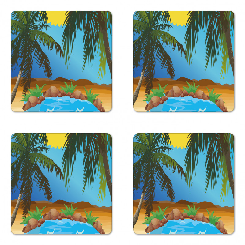 Big Palm Leaves Wild Outdoors Coaster Set Of Four