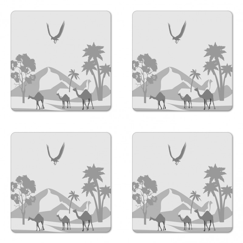 Monotone Greyscale Sand Dunes Coaster Set Of Four