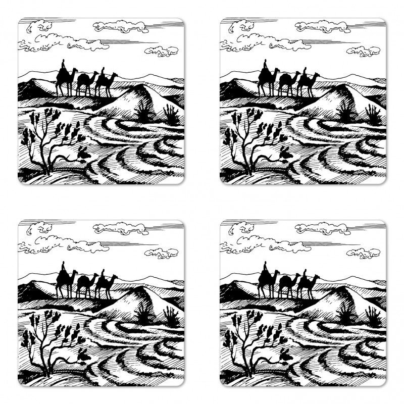 Sketchy Camel Caravan Coaster Set Of Four