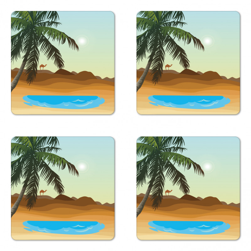 Tree and a Camel Far Away Coaster Set Of Four