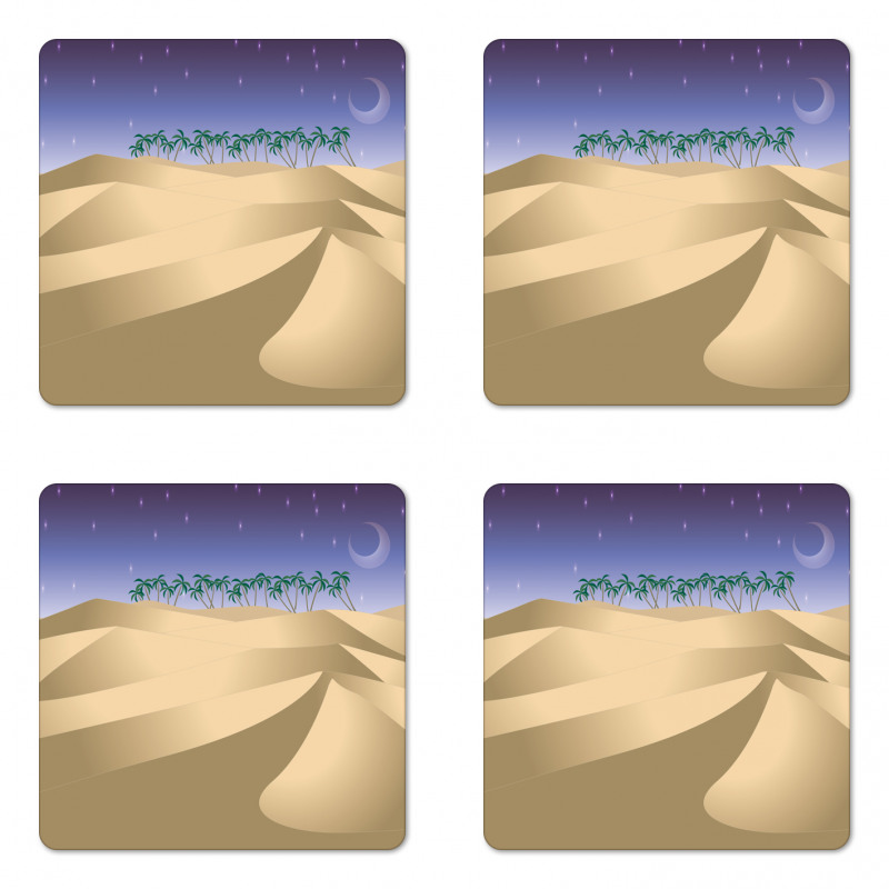 Crescent Moon Far Away Trees Coaster Set Of Four