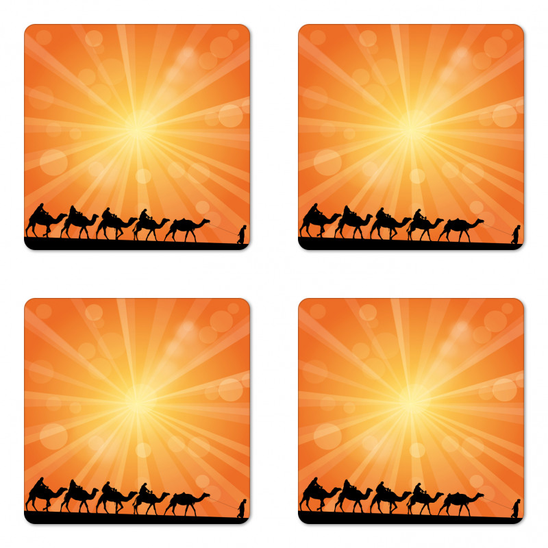 Sunburst Effect and Camels Coaster Set Of Four