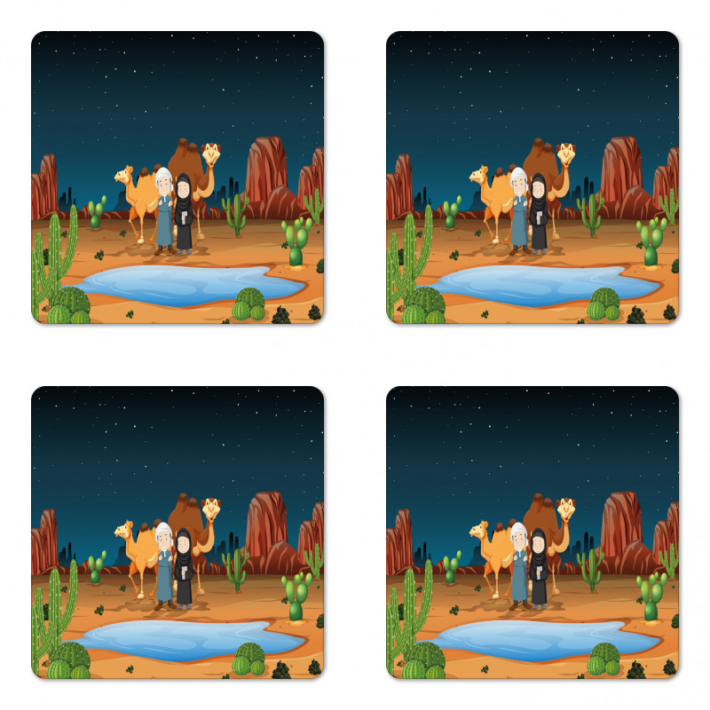 People Camels Cactus Coaster Set Of Four