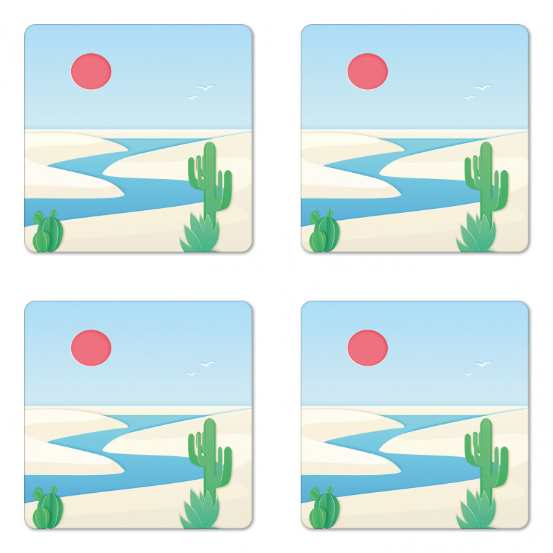 Desert Safari Cactus Plants Coaster Set Of Four