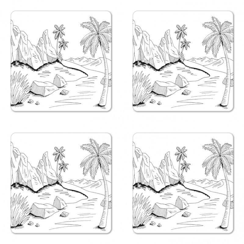 Pencil Sketch Outline Drawing Coaster Set Of Four