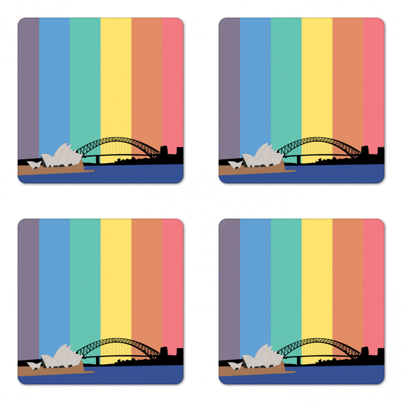 Sydney Building on Rainbow Coaster Set Of Four