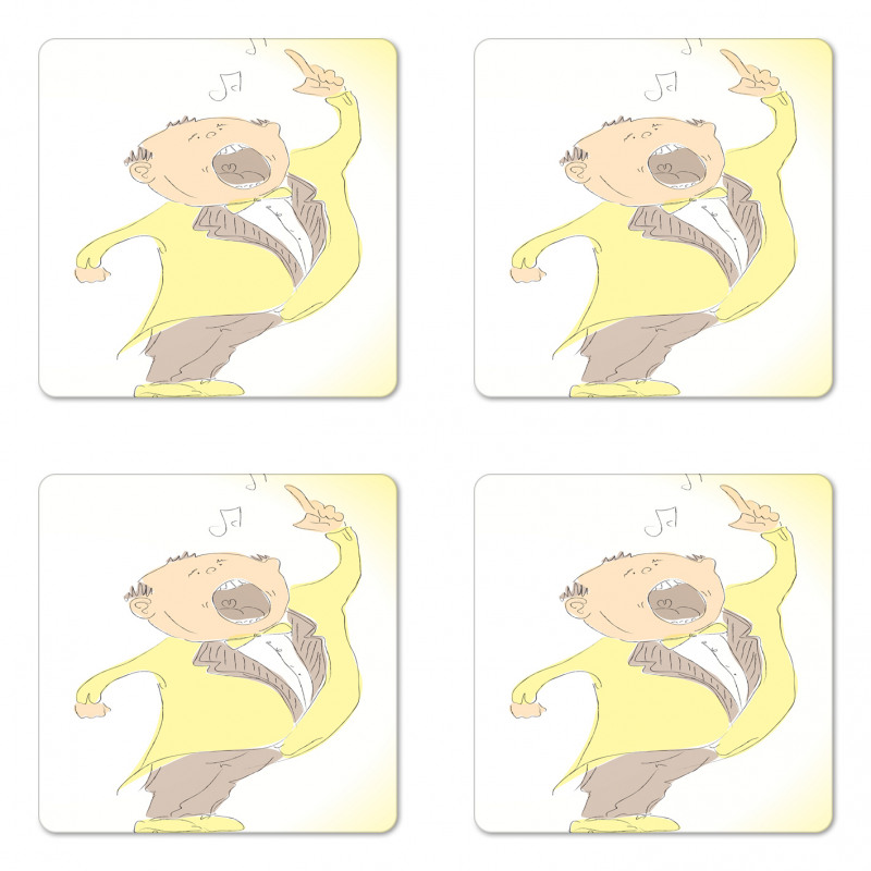 Singing Man Pastel Sketch Coaster Set Of Four