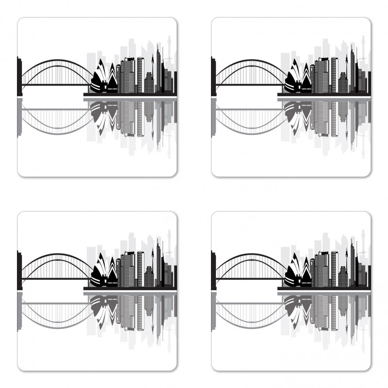 Monochrome Sydney Skyline Coaster Set Of Four