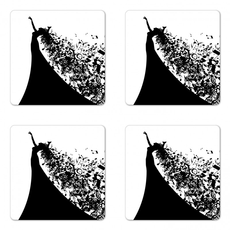 Black and White Singer Woman Coaster Set Of Four