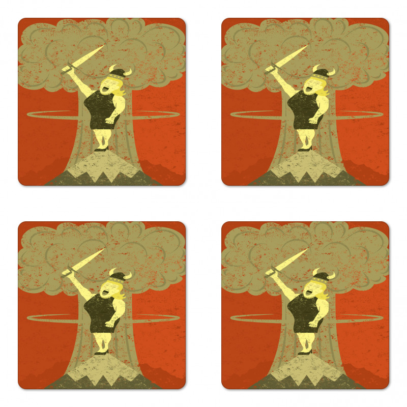 Grunge Singing Lady Coaster Set Of Four